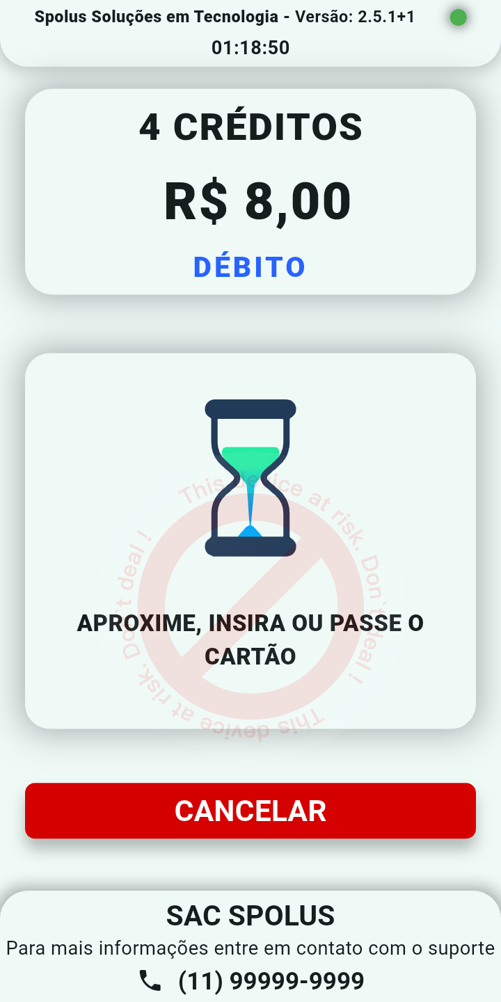 Tela POS - fluxo de pagamento